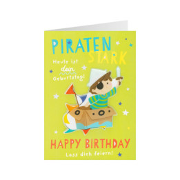 Geburtstagskarte Happy Birthday: Piratenstark, mehrfarbig