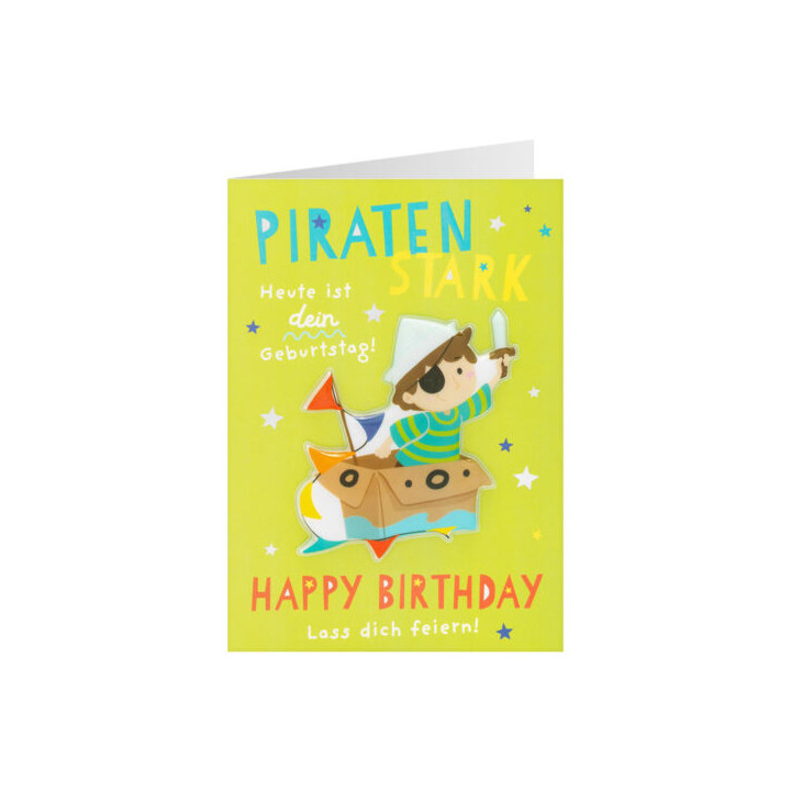 Geburtstagskarte Happy Birthday: Piratenstark, mehrfarbig