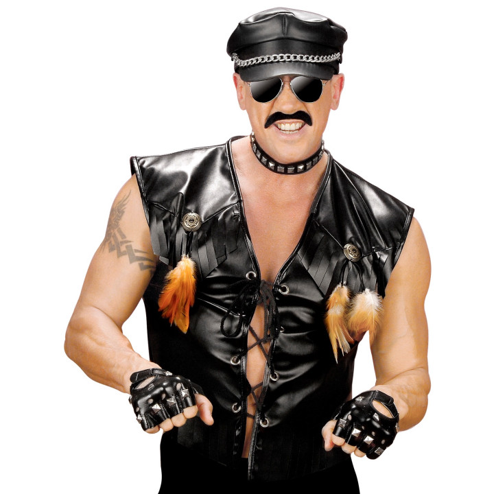 Gilet leather look, black