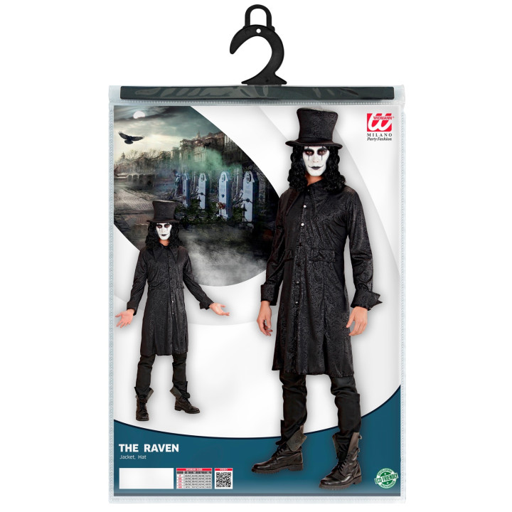 Costume de vampire : Manteau noir avec chapeau, noir